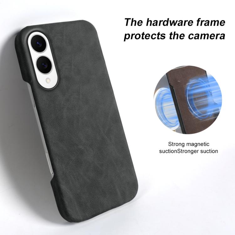 Cover posteriore per telefono in ecopelle con chiusura magnetica Retro-skin., For Galaxy S25 Edge 5G, For Galaxy S25 5G, For Galaxy S25+ 5G