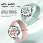 Cinturino per orologio in silicone con motivo litchi e chiusura magnetica, 18mm