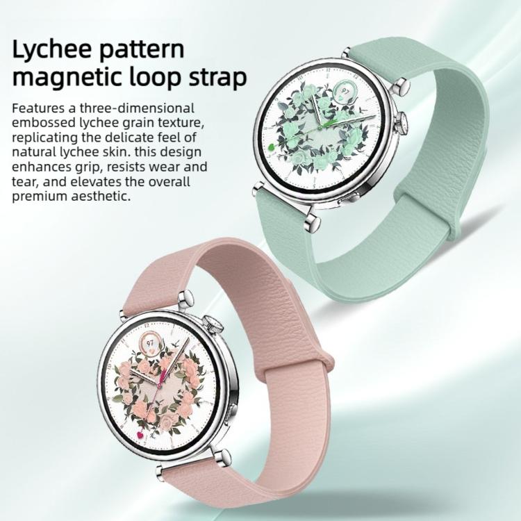 Cinturino per orologio in silicone con motivo litchi e chiusura magnetica, 22mm