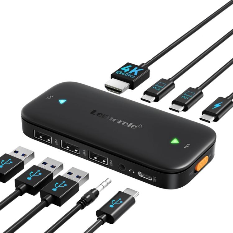 Lemorele H200 Switch KVM Type-C con HDMI 4K 60Hz e PD 100W