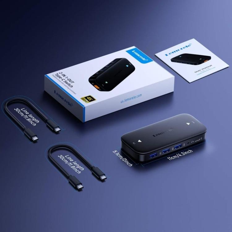 Lemorele H200 Switch KVM Type-C con HDMI 4K 60Hz e PD 100W
