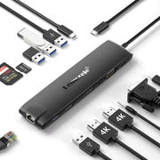 Docking station Lemorele TC96 Type-C con porta Ethernet, HDMI 4K e hub di ricarica PD.