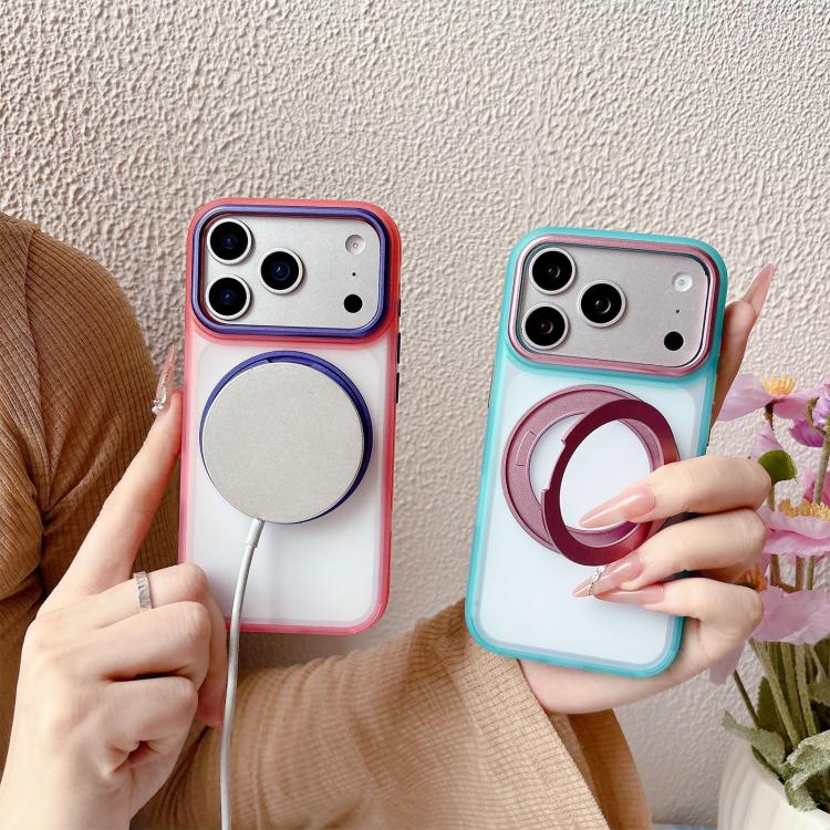 Custodia magnetica semitrasparente Color Shield con supporto girevole a 360° per telefono., For iPhone 17 Pro Max, For iPhone 17 Pro