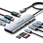 Docking station Lemorele TC91 Type-C con triplo display, Ethernet e alimentatore per laptop da 100 W PD.