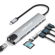 Docking station Lemorele TC19L Plus 8 in 1 con display 4K, Ethernet e alimentatore PD da 100 W.