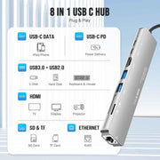 Docking station Lemorele TC19L Plus 8 in 1 con display 4K, Ethernet e alimentatore PD da 100 W.