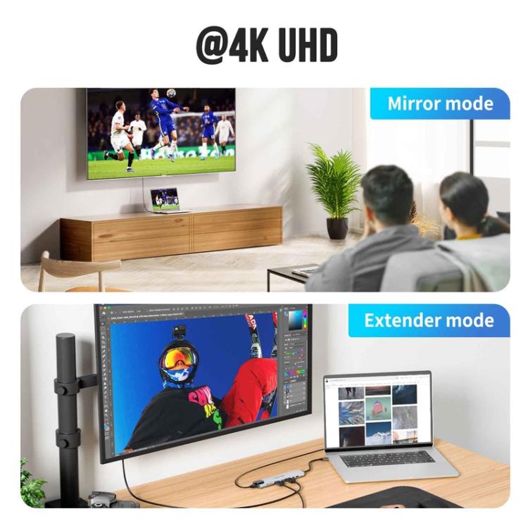 Docking station Lemorele TC19L Plus 8 in 1 con display 4K, Ethernet e alimentatore PD da 100 W.