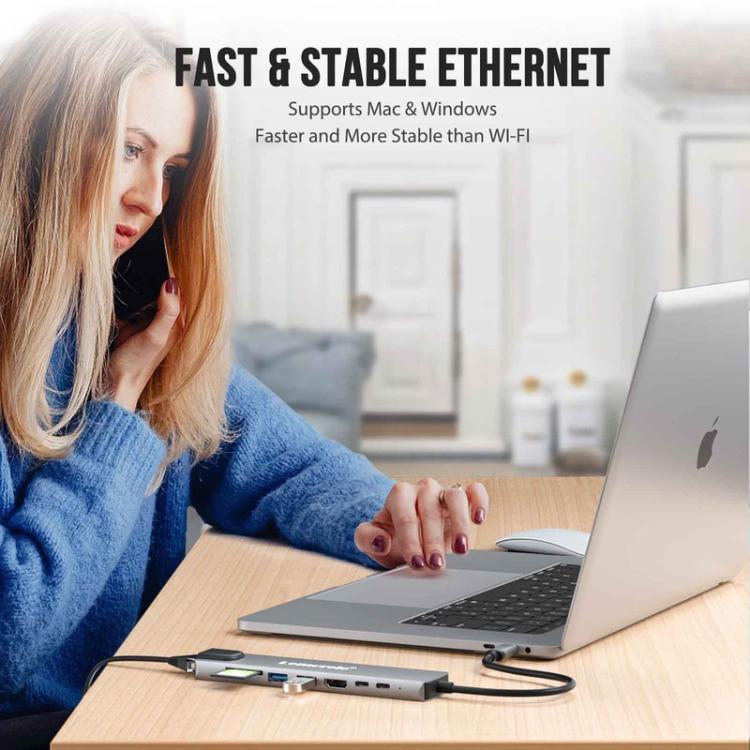 Docking station Lemorele TC19L Plus 8 in 1 con display 4K, Ethernet e alimentatore PD da 100 W.