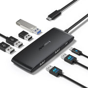 Docking station Lemorele TC510 7 in 1 con display 4K, adattatore portatile ad alta velocità da 100 W PD.