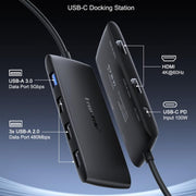Docking station Lemorele TC510 7 in 1 con display 4K, adattatore portatile ad alta velocità da 100 W PD.
