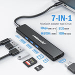 Docking station Lemorele TC90 7 in 1 con proiezione 4K, rete Gigabit, alimentatore da 100 W e connettore PD.
