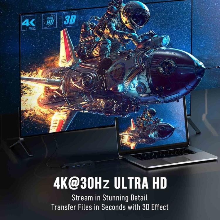 Docking station Lemorele X23L 6 in 1 con uscita video 4K, doppio slot e adattatore portatile PD da 100 W.