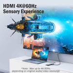 Docking station Lemorele TC44L 6 in 1 con uscita video 4K, doppia scheda, alimentazione PD da 100 W e connettore portatile.
