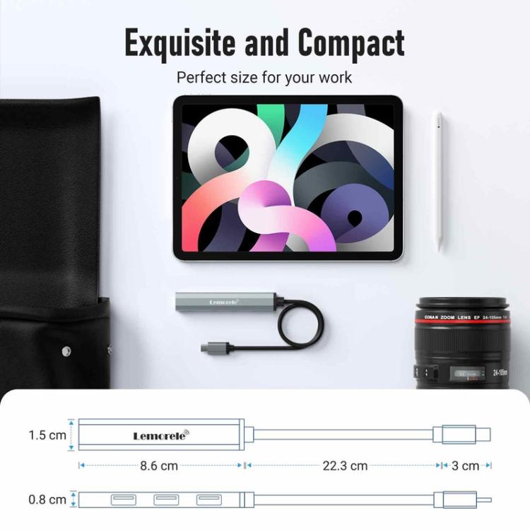 Lemorele TC57 Docking Station 4 in 1 con display 4K e alimentatore portatile da 100 W PD per laptop.