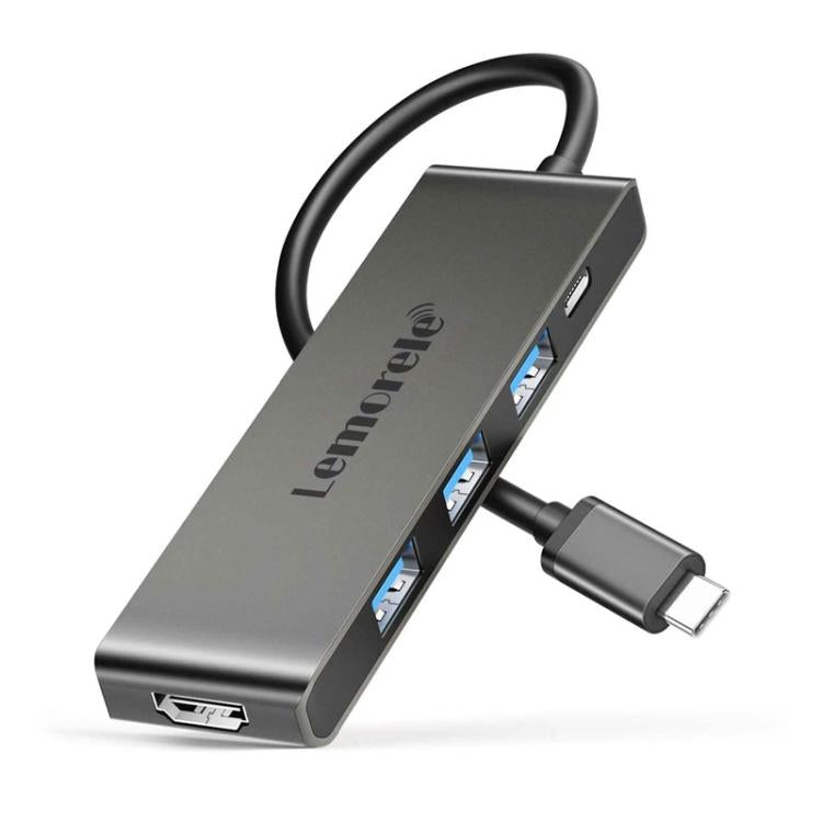 Docking station Lemorele TC22L 5 in 1 con uscita Ethernet 4K, alimentazione PD da 100 W e connettore per laptop.
