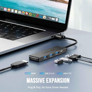 Docking station Lemorele TC22L 5 in 1 con uscita Ethernet 4K, alimentazione PD da 100 W e connettore per laptop.