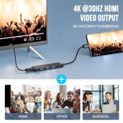 Docking station Lemorele TC22L 5 in 1 con uscita Ethernet 4K, alimentazione PD da 100 W e connettore per laptop.