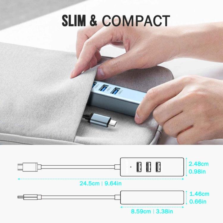 Lemorele Hub Type-C 4 in 1 con Ethernet Gigabit e USB