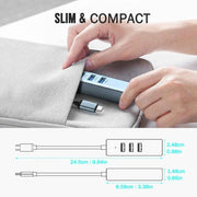 Lemorele TC43L Hub Type-C 4 in 1 Gigabit RJ45 1×USB3.0 e 2×USB2.0 Adattatore