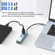 Lemorele TC43L Hub Type-C 4 in 1 Gigabit RJ45 1×USB3.0 e 2×USB2.0 Adattatore