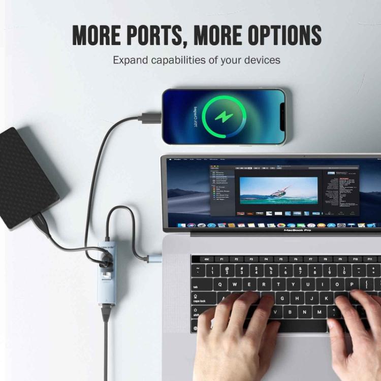 Lemorele Hub Type-C 4 in 1 con Ethernet Gigabit e USB
