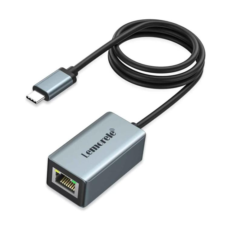 Hub Lemorele TC48 Type-C Gigabit Ethernet con doppia uscita HDMI e multiporta per laptop.