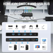 Lemorele G98 Dispositivo KVM 6 ingressi 3 uscite Multi Host Share Monitor Tastiera Mouse Distributore di segnali