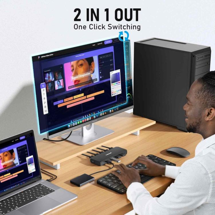 Lemorele G98 Dispositivo KVM 6 ingressi 3 uscite Multi Host Share Monitor Tastiera Mouse Distributore di segnali
