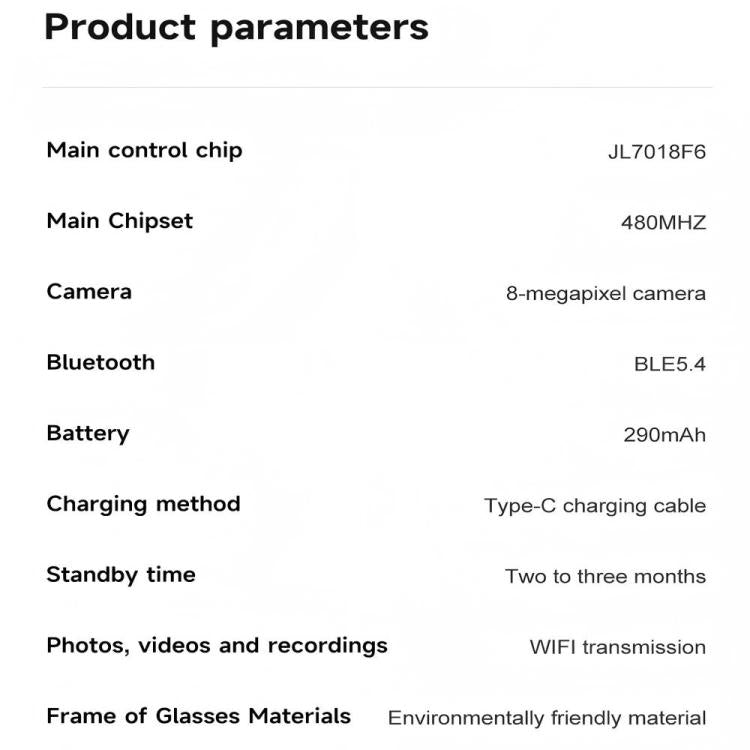 Occhiali intelligenti M88-S da 8 MP con intelligenza artificiale, supporto per chiamate Bluetooth, assistente vocale AI e controllo della musica.