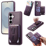 Custodia per telefono CaseNeo Retro con cinturino da polso elastico, porta carte e retro magnetico., For Galaxy S24+ 5G / S25+ 5G