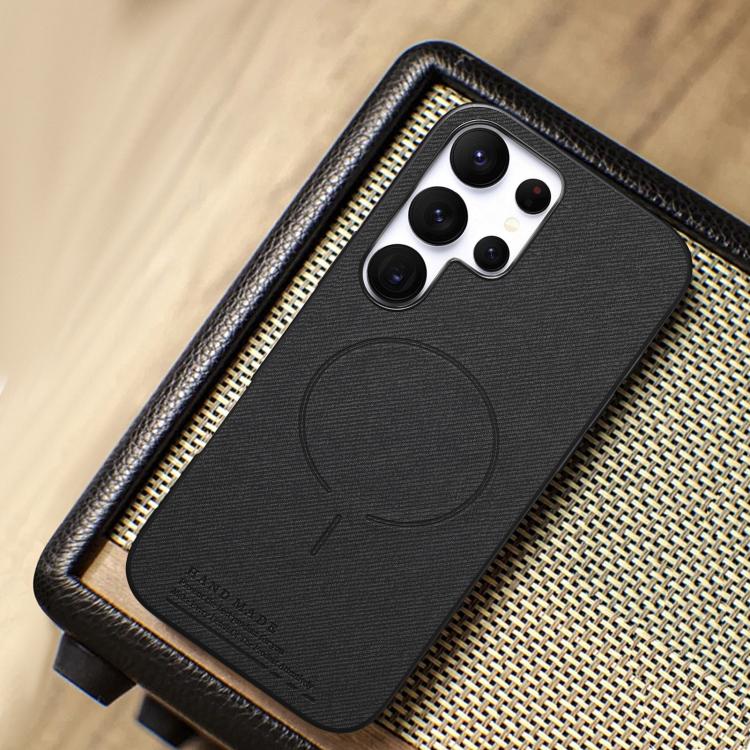 Cover posteriore magnetica in tessuto PU per telefono, For Galaxy S24 Ultra 5G, For Galaxy S24+ 5G, For Galaxy S24 5G