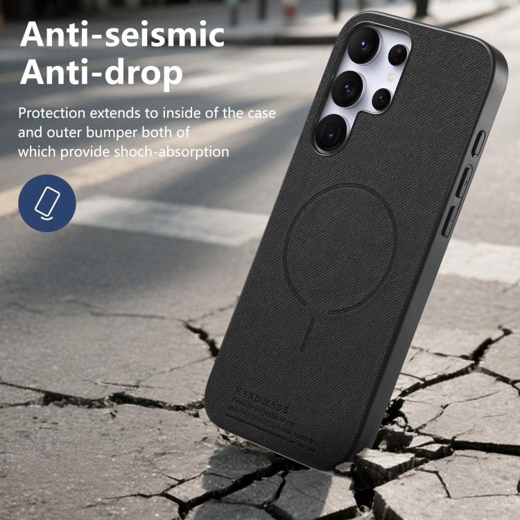 Cover posteriore magnetica in tessuto PU per telefono, For Galaxy S23 Ultra 5G, For Galaxy S23+ 5G, For Galaxy S23 5G