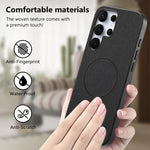 Cover posteriore magnetica in tessuto PU per telefono, For Galaxy S23 Ultra 5G, For Galaxy S23+ 5G, For Galaxy S23 5G