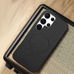 Cover posteriore magnetica in tessuto PU per telefono, For Galaxy S23 Ultra 5G, For Galaxy S23+ 5G, For Galaxy S23 5G