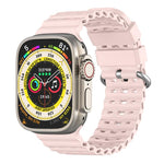 Cinturino per orologio in silicone traspirante con fibbia argentata traforata Ocean., For Apple Watch 46mm / 49mm / 45mm / 44mm