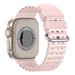 Cinturino per orologio in silicone traspirante con fibbia argentata traforata Ocean., For Apple Watch 46mm / 49mm / 45mm / 44mm