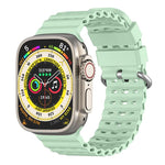 Cinturino per orologio in silicone traspirante con fibbia argentata traforata Ocean., For Apple Watch 46mm / 49mm / 45mm / 44mm