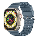 Cinturino per orologio in silicone traspirante con fibbia argentata traforata Ocean., For Apple Watch 46mm / 49mm / 45mm / 44mm