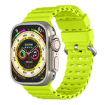 Cinturino per orologio in silicone traspirante con fibbia argentata traforata Ocean., For Apple Watch 46mm / 49mm / 45mm / 44mm