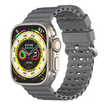 Cinturino per orologio in silicone traspirante con fibbia argentata traforata Ocean., For Apple Watch 46mm / 49mm / 45mm / 44mm