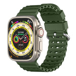 Cinturino per orologio in silicone traspirante con fibbia argentata traforata Ocean., For Apple Watch 46mm / 49mm / 45mm / 44mm