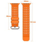 Cinturino per orologio in silicone traspirante con fibbia argentata traforata Ocean., For Apple Watch 46mm / 49mm / 45mm / 44mm