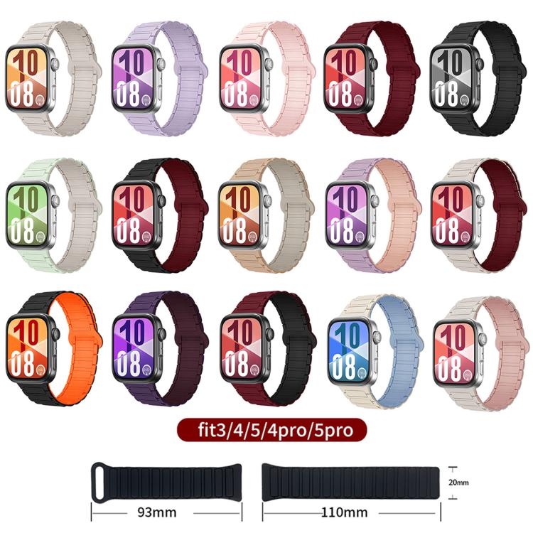 Cinturino per orologio in silicone magnetico con fibbia a tre perline e chiusura reversibile., For Huawei Watch Fit 5 / Fit 5 Pro / Fit 4