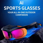 Occhiali sportivi intelligenti S100 da 13 MP con intelligenza artificiale, supporto per chiamate Bluetooth, registrazione AI e controllo della musica.