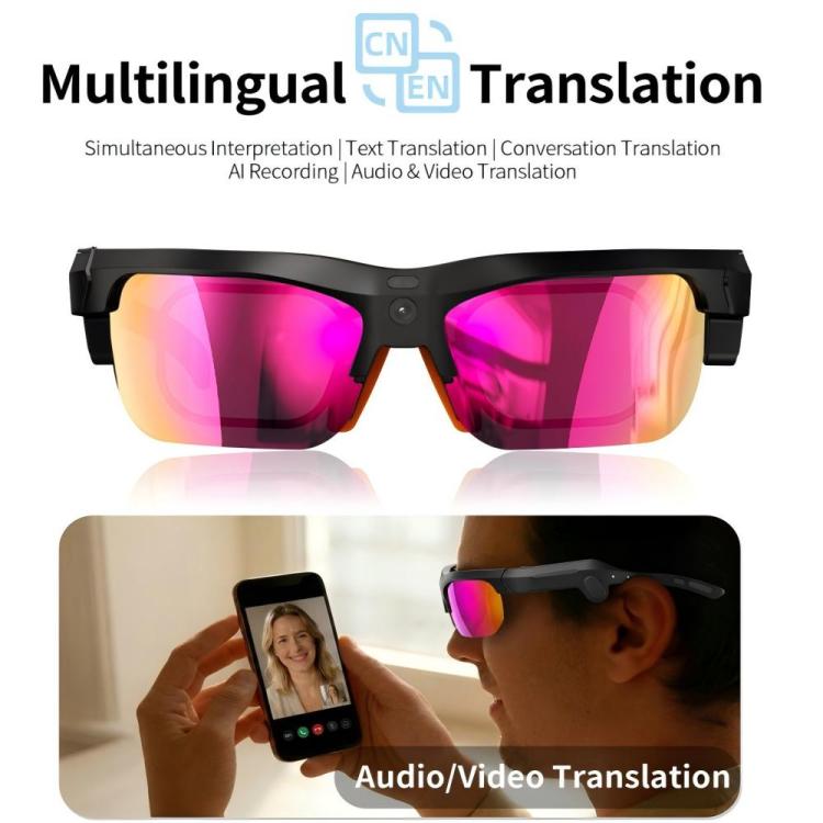 Occhiali sportivi intelligenti S100 da 13 MP con intelligenza artificiale, supporto per chiamate Bluetooth, registrazione AI e controllo della musica.
