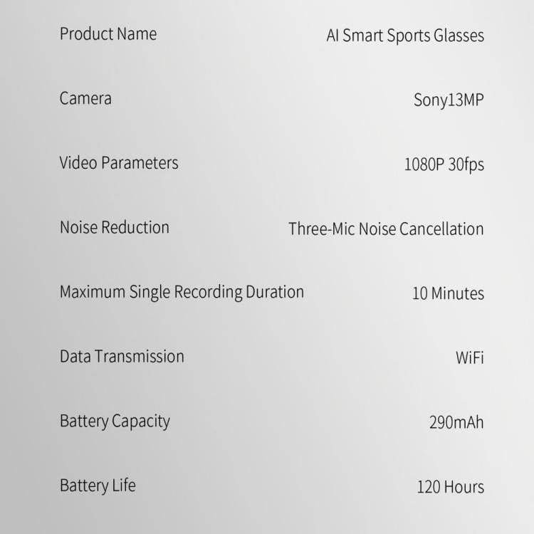 Occhiali sportivi intelligenti S100 da 13 MP con intelligenza artificiale, supporto per chiamate Bluetooth, registrazione AI e controllo della musica.