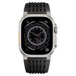 Cinturino per orologio in silicone traspirante con fibbia ad ardiglione in acciaio inossidabile a doppio anello., For Apple Watch 46mm / 49mm / 45mm / 44mm
