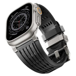 Cinturino per orologio in silicone traspirante con fibbia ad ardiglione in acciaio inossidabile a doppio anello., For Apple Watch 46mm / 49mm / 45mm / 44mm