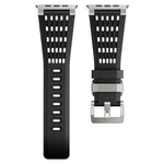 Cinturino per orologio in silicone traspirante con fibbia ad ardiglione in acciaio inossidabile a doppio anello., For Apple Watch 46mm / 49mm / 45mm / 44mm
