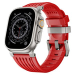 Cinturino per orologio in silicone traspirante con fibbia ad ardiglione in acciaio inossidabile a doppio anello., For Apple Watch 46mm / 49mm / 45mm / 44mm